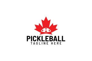 pickleball logotyp med en kombination av en boll och en lönn blad för pickleball klubb, turnering, Träning, etc. vektor