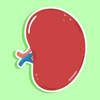 süß komisch Aufkleber Milz Organ Charakter. Vektor Hand gezeichnet Karikatur kawaii Charakter Illustration Symbol. isoliert auf Grün Hintergrund. Milz Organ Charakter Konzept