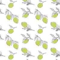 mönster med citroner och löv, sömlös textur vektor
