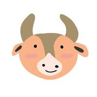 söt enkel porträtt ansikte av ko, djur- huvud vektor