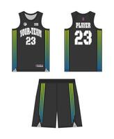 Basketball Jersey Vorlage Design, Basketball Uniform Attrappe, Lehrmodell, Simulation Design, Vektor Sublimation Sport bekleidung Design, Jersey Basketball Ideen.