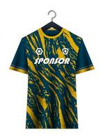 Fußball Jersey Attrappe, Lehrmodell, Simulation zum Fußball Verein. Vektor Sublimation Sport bekleidung Design. Uniform Vorderseite Aussicht Vorlagen Fußball Jersey.