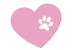 kärlek djur. kärlek för husdjur ikon. sällskapsdjur skydd, sällskapsdjur vård tecken. hjärta med djur- Tass. djur- fotavtryck som kärlek symbol. vektor illustration