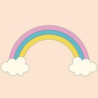 regnbåge. färgrik trendig ikon av regnbåge. söt regnbåge med moln tecknad serie illustration. vektor illustration