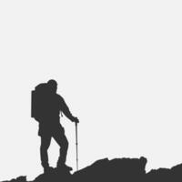 hoch Einzelheiten von Wandern Silhouette. minimal Symbol und Logo von Sport. passen zum Element Design, Hintergrund, Banner, Hintergrund, Abdeckung, Logotyp. isoliert auf schwarz Hintergrund. Vektor eps 10