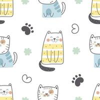 nahtlos Muster mit Karikatur Katzen. bunt Vektor eben zum Kinder. Hand Zeichnung. Baby Design zum Stoff, drucken, Verpackung, Textil-