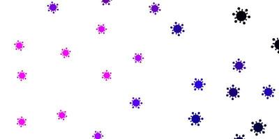 hellvioletter Vektorhintergrund mit Virensymbolen. vektor
