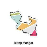 Karte Stadt von blang Mangat Illustration Design, Welt Karte International Vektor Vorlage mit Gliederung Grafik skizzieren Stil isoliert auf Weiß Hintergrund