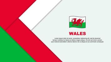 Wales Flagge abstrakt Hintergrund Design Vorlage. Wales Unabhängigkeit Tag Banner Karikatur Vektor Illustration. Wales Illustration