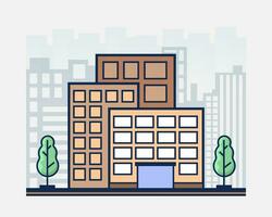 kontor byggnad ikon. lägenhet och stadens centrum tema platt illustration vektor