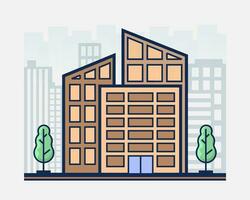 Büro Gebäude und Stadt Konzept mit Symbol Design, eben Illustration vektor