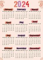 kalender 2024 vektor. Lycklig ny år kalender eps fil vektor