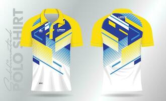 Blau und Gelb Polo Attrappe, Lehrmodell, Simulation Hemd Vorlage Design zum Badminton Jersey, Tennis, Fußball, Fußball oder Sport Uniform vektor