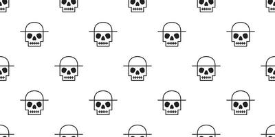 Schädel Halloween nahtlos Muster Vektor Knochen Schal isoliert Geist Fliese Hintergrund wiederholen Hintergrund Karikatur Gekritzel Illustration Design