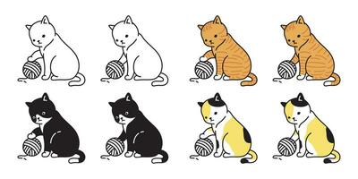 katt vektor kattunge kalikå ikon logotyp garn boll symbol tecknad serie karaktär illustration klotter design