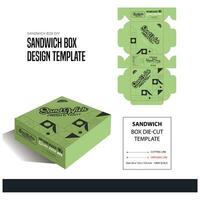 låda förpackning dö skära mall design. vektor grön kartong triangel ta bort låda förpackning för smörgås, mat, gåva, Övrig Produkter med plast fönster falsk upp stänga upp
