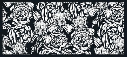nahtloses Muster mit Blumen für schwarzen Hintergrund. vektor