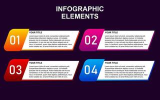 Infografik Element Design mit 4 bunt Schritte zum Präsentation und Geschäft. Infografik Planung Design zum Präsentationen. vektor