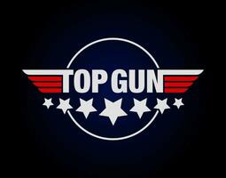 Top Gun typografi vektor monogram. topp pistol monogram med sju stjärnor.