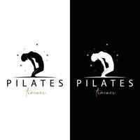 pilates utgör logotyp, yoga logotyp design vektor mall illustration