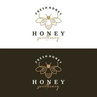 honung bi logotyp design insekt vektor illustration mall