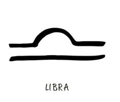 astro libra zodiaken tecken. hand dragen vektor illustration. enkel bläck skiss konst. horoskop tecken. svart Färg