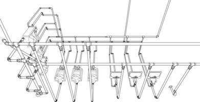 3d Illustration von Gebäude Rohrleitungen vektor