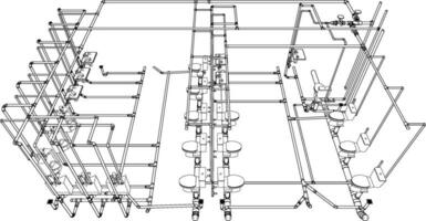 3d Illustration von Gebäude Rohrleitungen vektor