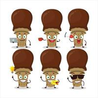 Eis Sahne Schokolade Karikatur Charakter mit verschiedene Typen von Geschäft Emoticons vektor