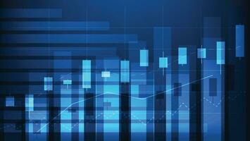 finanziell Geschäft Statistiken mit Bar Graph und Leuchter Diagramm Show Lager Markt Preis auf dunkel Blau Hintergrund vektor