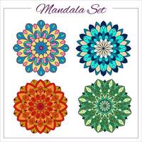 geometrisk cirkulär prydnad uppsättning. färgrik vektor mandalas för dekoration utskrift, design, logotyp, yoga, indisk och arabicum grafik.