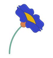 perenn vild blomma på stam 2d linjär tecknad serie objekt. 1970-talet vibrafon växt isolerat linje vektor element vit bakgrund. boho botaniska anemon. förtrollade bohemisk blommig Färg platt fläck illustration