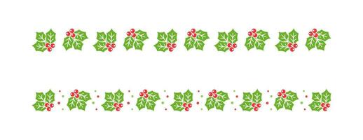 jul tema dekorativ gräns och text delare uppsättning, mistel mönster. vektor illustration.