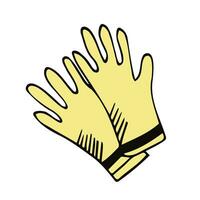 trädgårdsarbete platt gul handskar för arbete isolerat på vit bakgrund vektor illustration. jordbruk hand skydd, handskar säkerhet