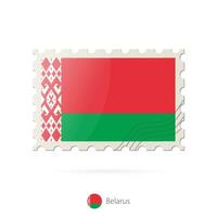 porto stämpel med de bild av Vitryssland flagga. vektor