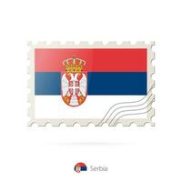 Porto Briefmarke mit das Bild von Serbien Flagge. vektor