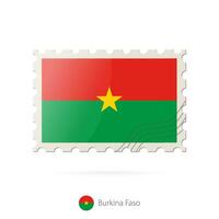 Porto Briefmarke mit das Bild von Burkina Faso Flagge. vektor