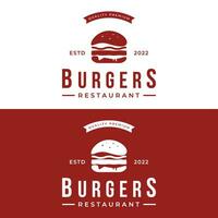 retro årgång varm burger färsk och gott logotyp design. logotyp för restaurang, företag, märka, bricka och emblem. vektor