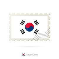 porto stämpel med de bild av söder korea flagga. vektor