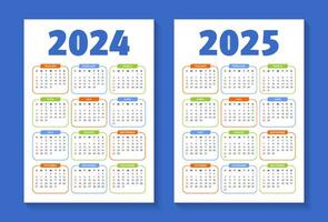 2024 und 2025 editierbar Kalender Vorlage vektor