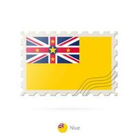 Porto Briefmarke mit das Bild von niue Flagge. vektor