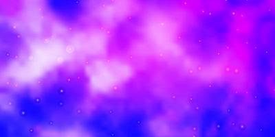 hellrosa, blauer Vektorhintergrund mit kleinen und großen Sternen. vektor