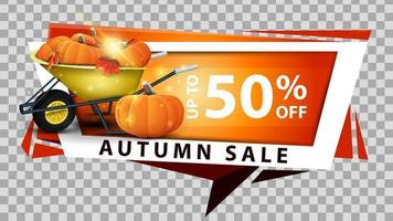 Herbstverkauf, Banner im geometrischen Stil mit einer Ernte von Kürbissen vektor