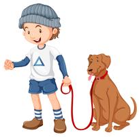 Junge mit seinem Hund vektor