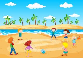 Kinder spielen neben dem Strand vektor