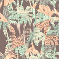 Nahtloses exotisches Muster mit tropischen Palmen und geometrischem Hintergrund. vektor