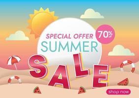 Sommer Sale Aktion mit Sunset Beach vektor