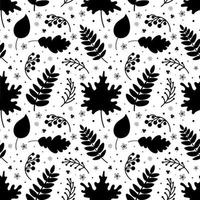 schwarze Blätter und Beeren bilden Muster auf weißem Hintergrund vektor