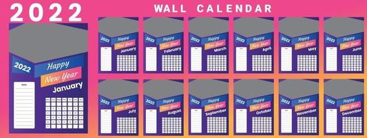 Wandkalender 2022 Wochenstart Montag Corporate Design Vorlage Vektor
