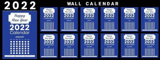 Wandkalender 2022 Wochenstart Montag Corporate Design Vorlage Vektor